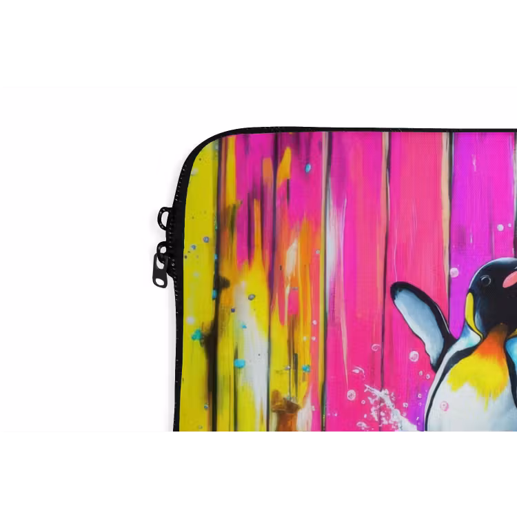 Pinguïns - Badkuip - Kleurrijk - Schuim laptophoes neopreen klein -detail