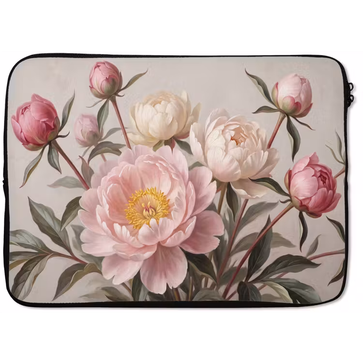 Pioenrozen - Boeket - Roze laptophoes neopreen klein -zkaufland3dotto