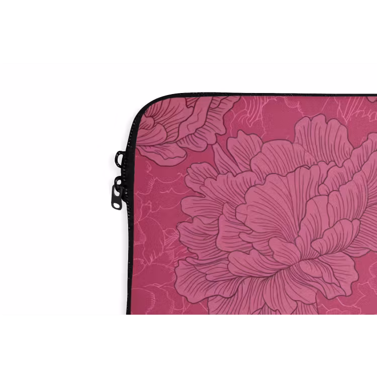 Pioenrozen - Energiek - Roze laptophoes neopreen klein 279 -detail