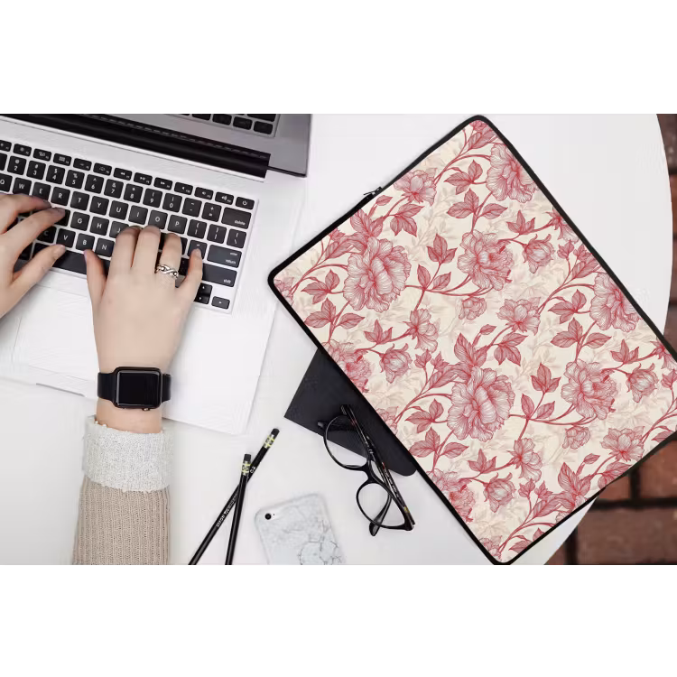 Pioenrozen - Modern - Rood laptophoes neopreen klein 279 -bureau