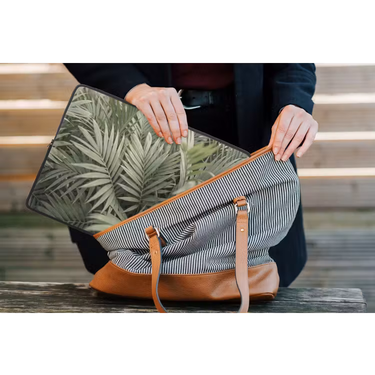 Plant - Palmbladeren - Natuur - Groen laptophoes neopreen klein -tas