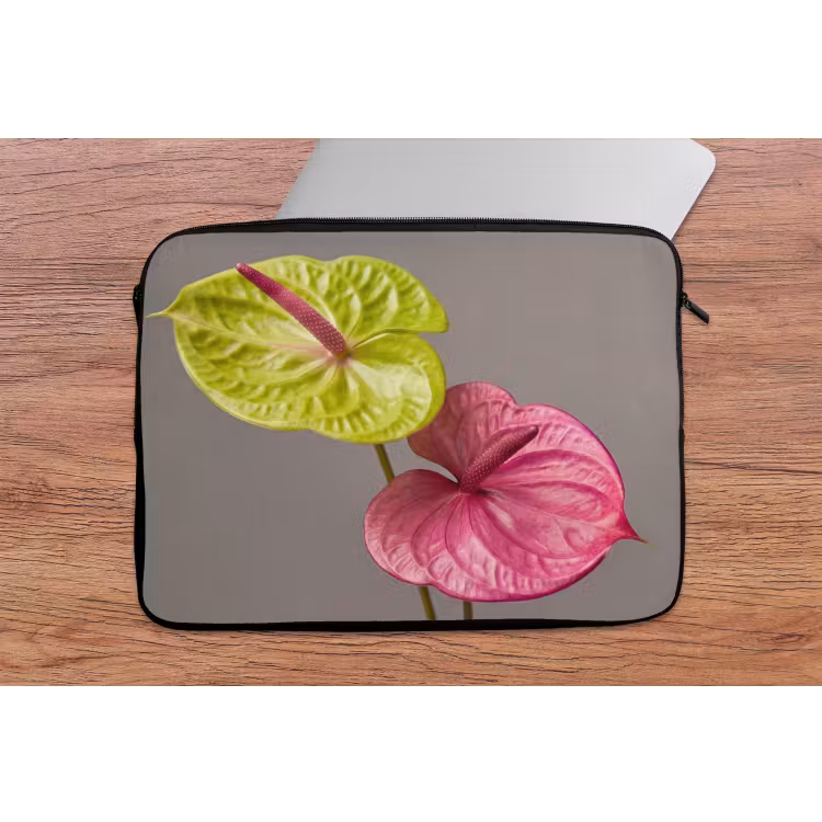 Planten - Anthurium - Groen - Roze laptophoes neopreen klein -tafel