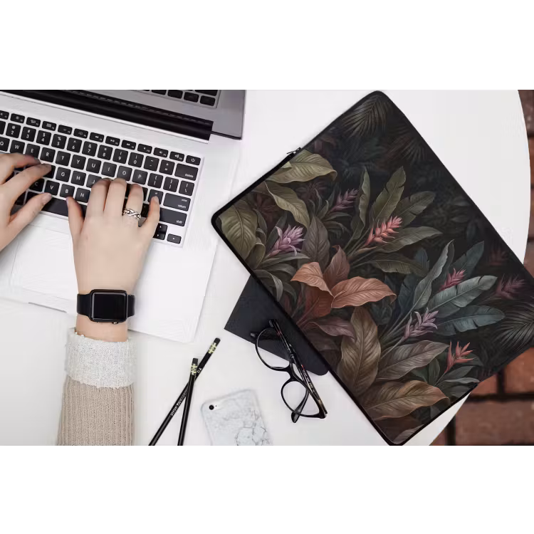Planten - Tropisch - Jungle - Donker - Natuur laptophoes neopreen klein -bureau
