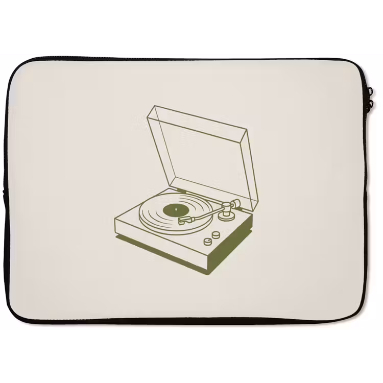 Platenspeler - Vinyl - Muziek - Minimalistisch - Groen laptophoes neopreen klein -zkaufland3dotto