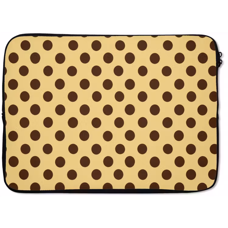 Polka Dot - Stippen - Retro - Geel - Bruin laptophoes neopreen klein 279 -zkaufland3dotto