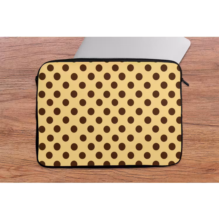 Polka Dot - Stippen - Retro - Geel - Bruin laptophoes neopreen klein 279 -tafel