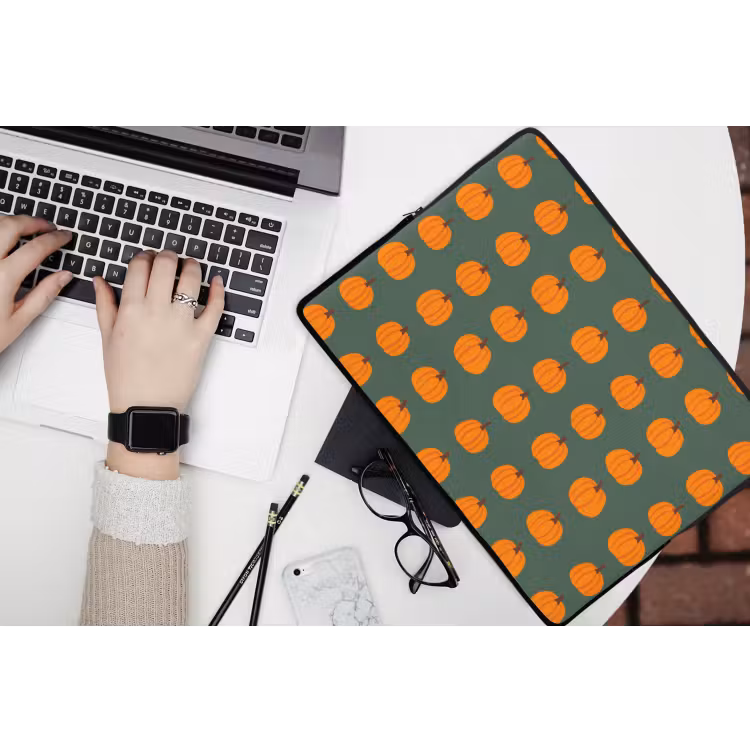 Pompoen - Patroon - Oranje laptophoes neopreen klein 279 -bureau