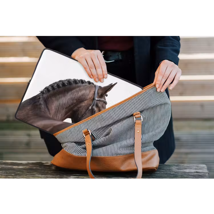 Portret - Paard - Elegant laptophoes neopreen klein -tas