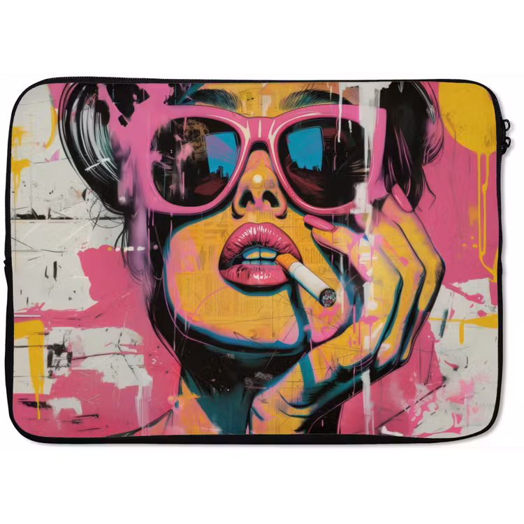 Portret - Vrouw - Abstract - Zonnebril laptophoes neopreen klein -zkaufland3dotto