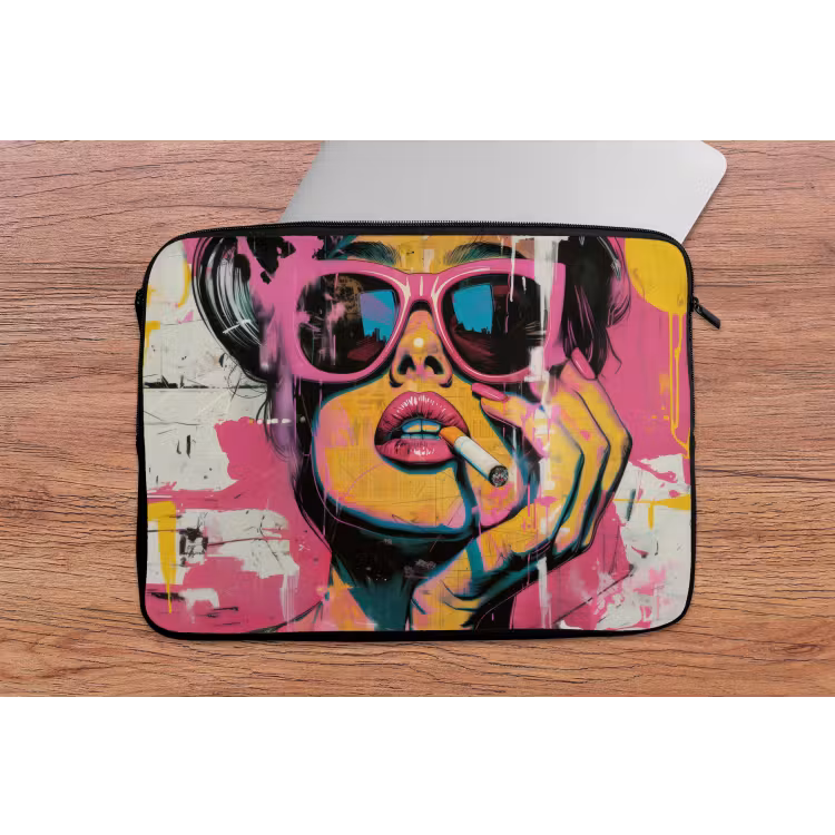 Portret - Vrouw - Abstract - Zonnebril laptophoes neopreen klein -tafel