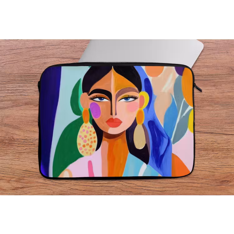 Portret - Vrouw - Modern laptophoes neopreen klein -tafel