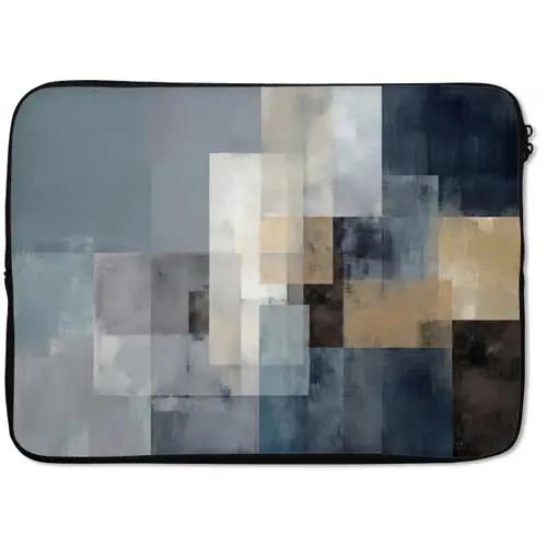 Rechthoeken - Abstract - Blauw laptophoes neopreen klein -zkaufland3dotto