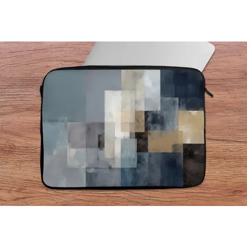 Rechthoeken - Abstract - Blauw laptophoes neopreen klein -tafel