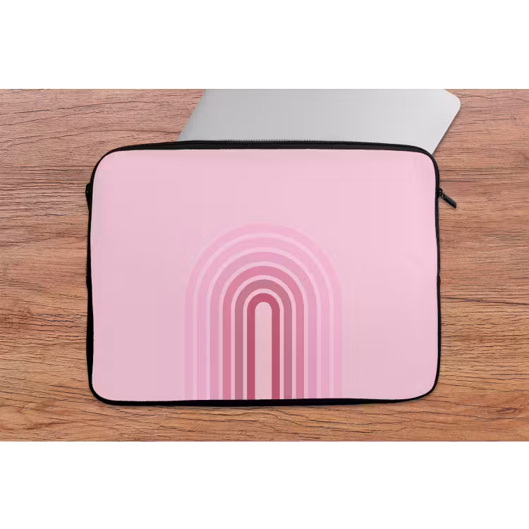 Regenboog - Roze - Abstract - Modern - Minimalistisch laptophoes neopreen klein -tafel