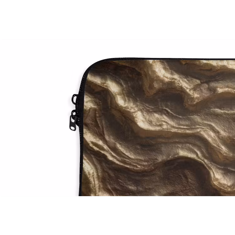 Reliëf - Golven - Abstract - Bronsgoud laptophoes neopreen klein 279 -detail