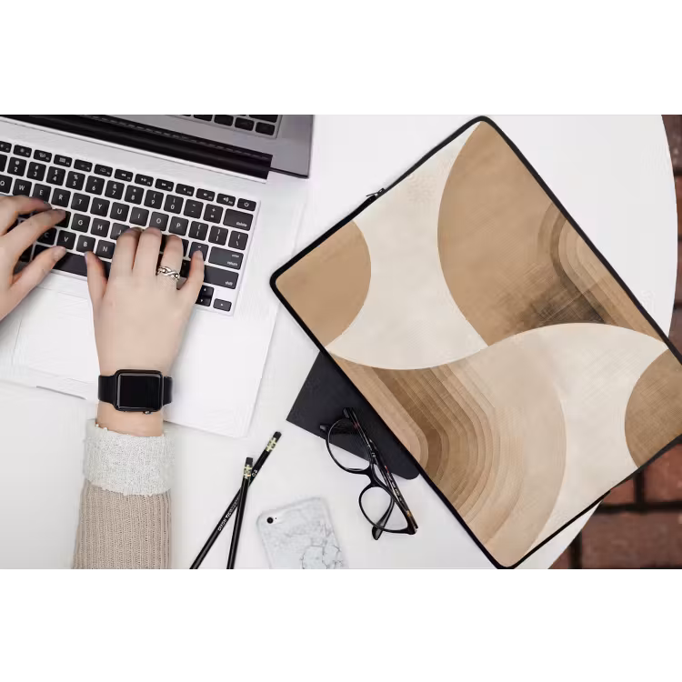 Retro - Geometrische lagen - Aardetinten laptophoes neopreen klein -bureau