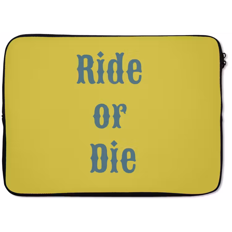 Ride or die - Geel - Blauw laptophoes neopreen klein -zkaufland3dotto