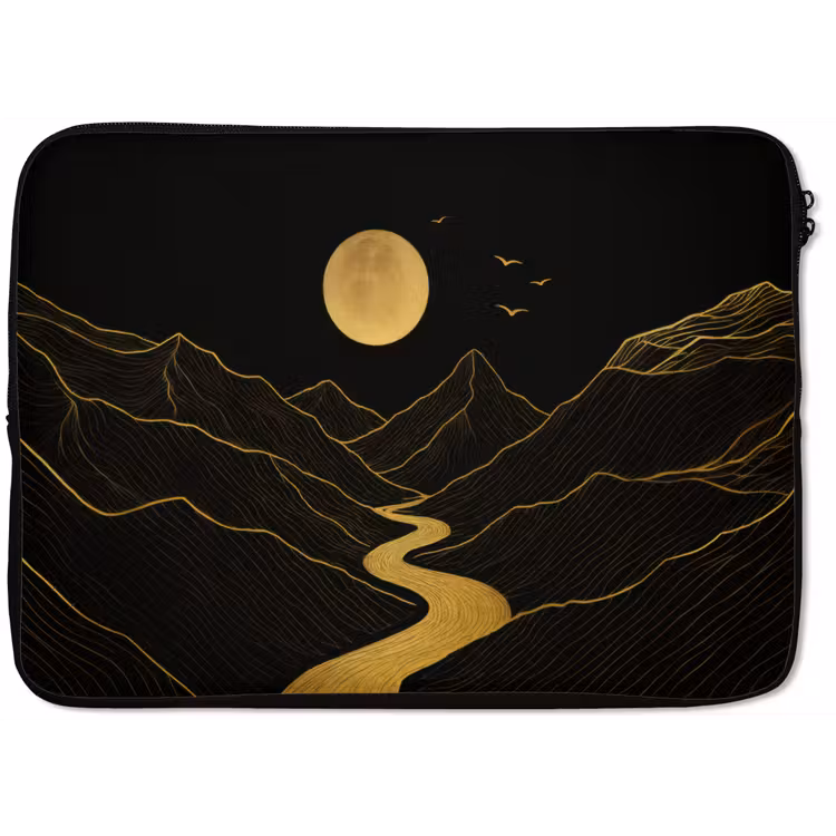 Rivier - Goud - Maan - Vogels laptophoes neopreen klein -zkaufland3dotto