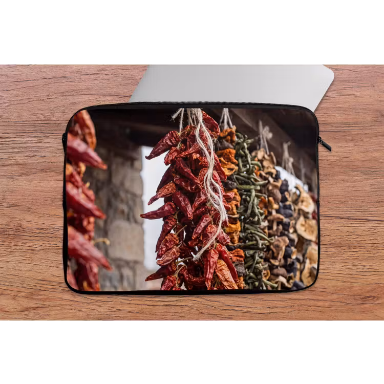 Laptophoes Rode pepers - Eten - Rode pepers - Eten laptophoes neopreen klein