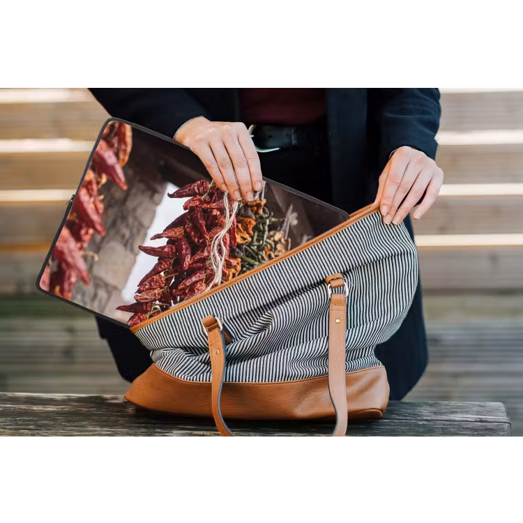 Laptophoes Rode pepers - Eten - Rode pepers - Eten laptophoes neopreen klein