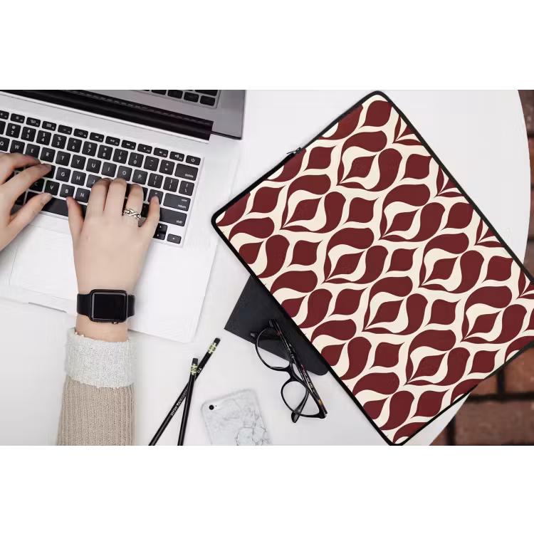 Rood - Druppelpatroon - Grafisch laptophoes neopreen klein 279 -bureau