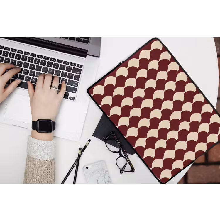 Rood - Tegelpatroon - Crème laptophoes neopreen klein 279 -bureau