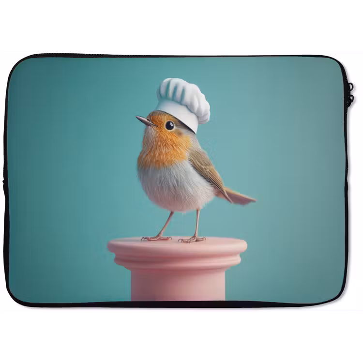 Roodborstje - Vogel - Koksmuts - Sokkel laptophoes neopreen klein -zkaufland3dotto