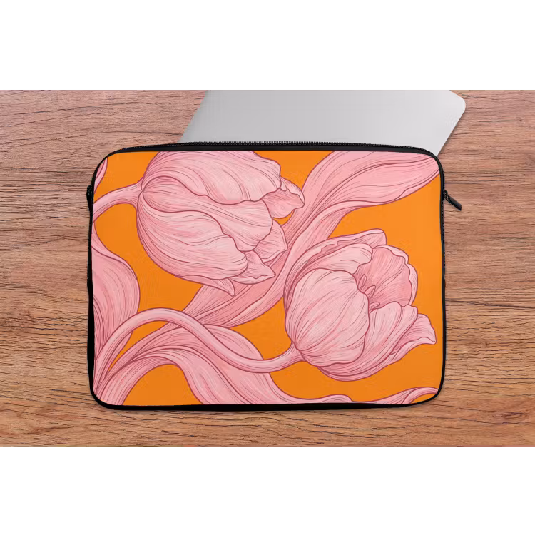 Laptophoes Roze bloemen - Modern - Roze bloemen - Modern laptophoes neopreen klein
