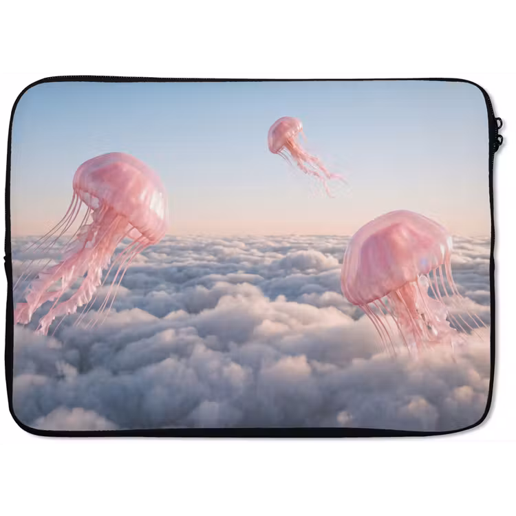 Laptophoes Roze dier - Wolken - Roze dier - Wolken laptophoes neopreen klein