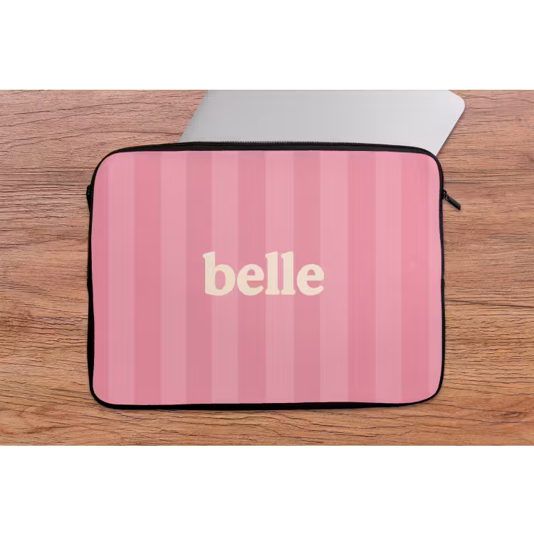 Roze - Gestreept - Belle laptophoes neopreen klein -tafel