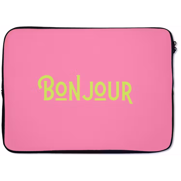 Roze - Groene Bonjour - art-deco laptophoes neopreen klein -zkaufland3dotto
