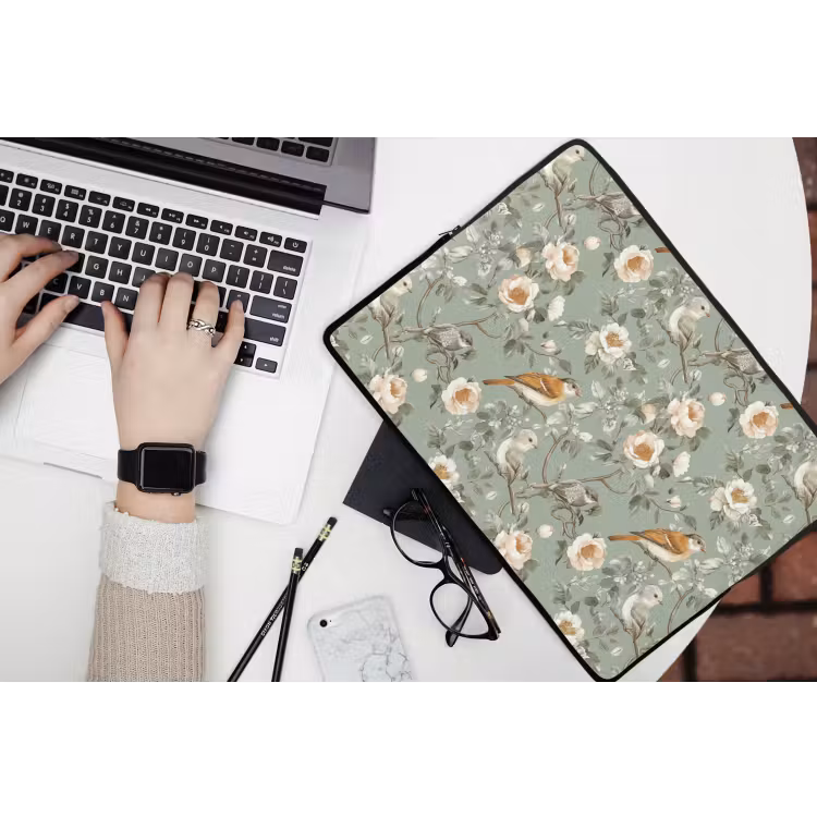 Roze - Vogels - Kleurrijk laptophoes neopreen klein 279 -bureau
