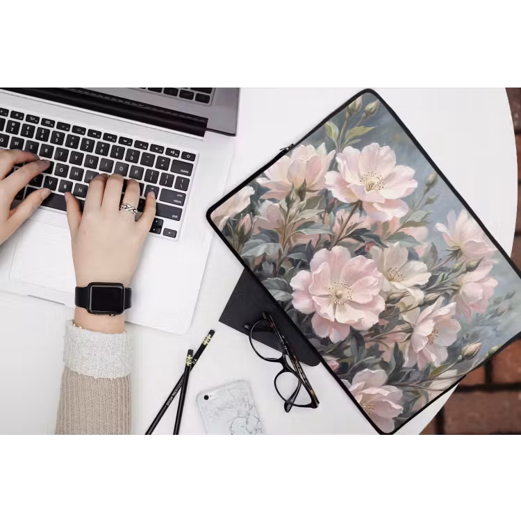Rozen - Illustratie - Roze laptophoes neopreen klein -bureau