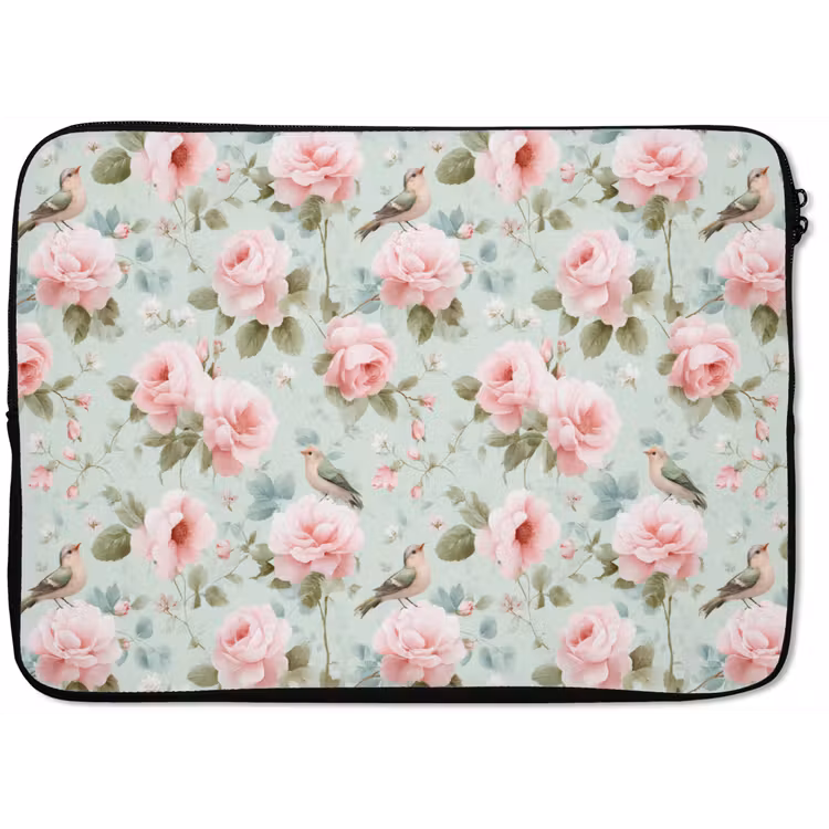 Rozen - Vogels - Pastel - Kleurrijk laptophoes neopreen klein 279 -zkaufland3dotto