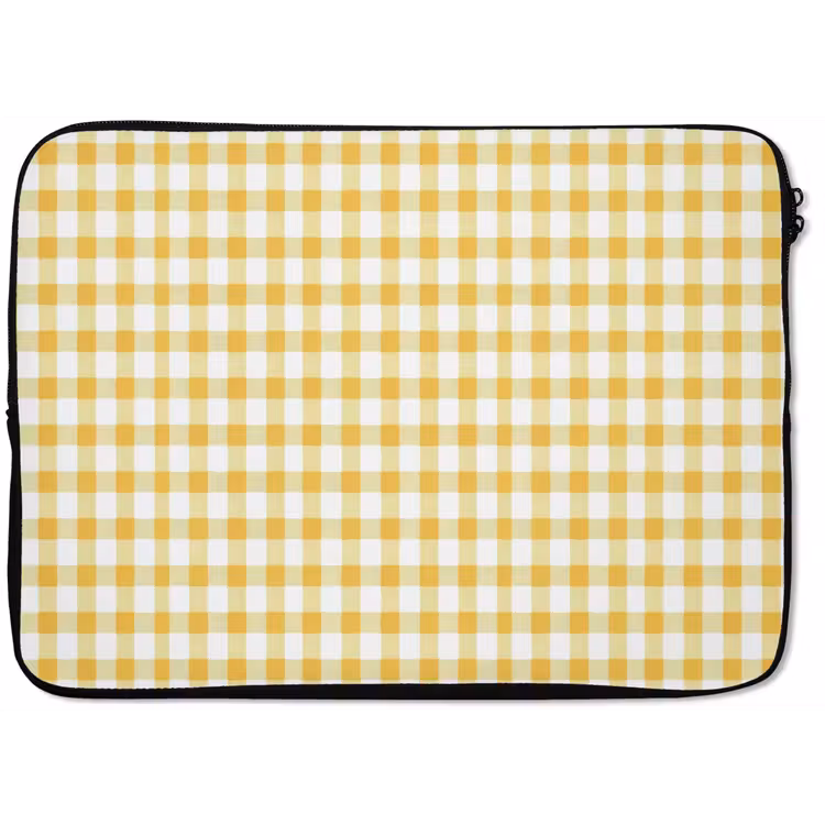 Ruit - Gingham - Klassiek - Geel en Wit laptophoes neopreen klein 279 -zkaufland3dotto