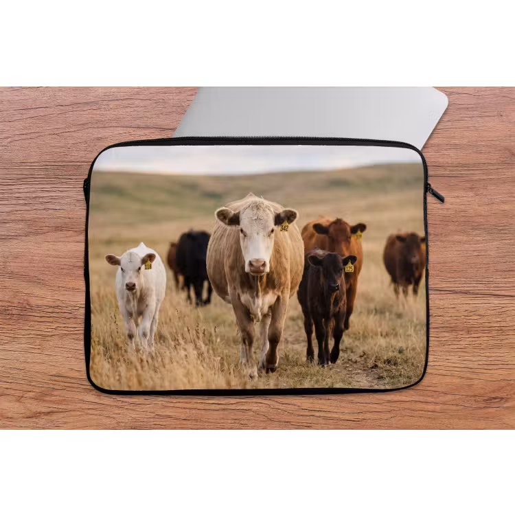 Runderen - Kudde - Landschap - Weide - Rustig laptophoes neopreen klein -tafel