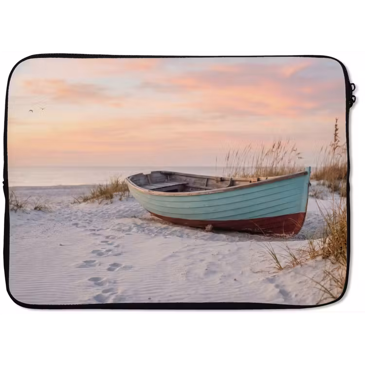 Rustiek - Roeiboot - Zandstrand laptophoes neopreen klein -zkaufland3dotto