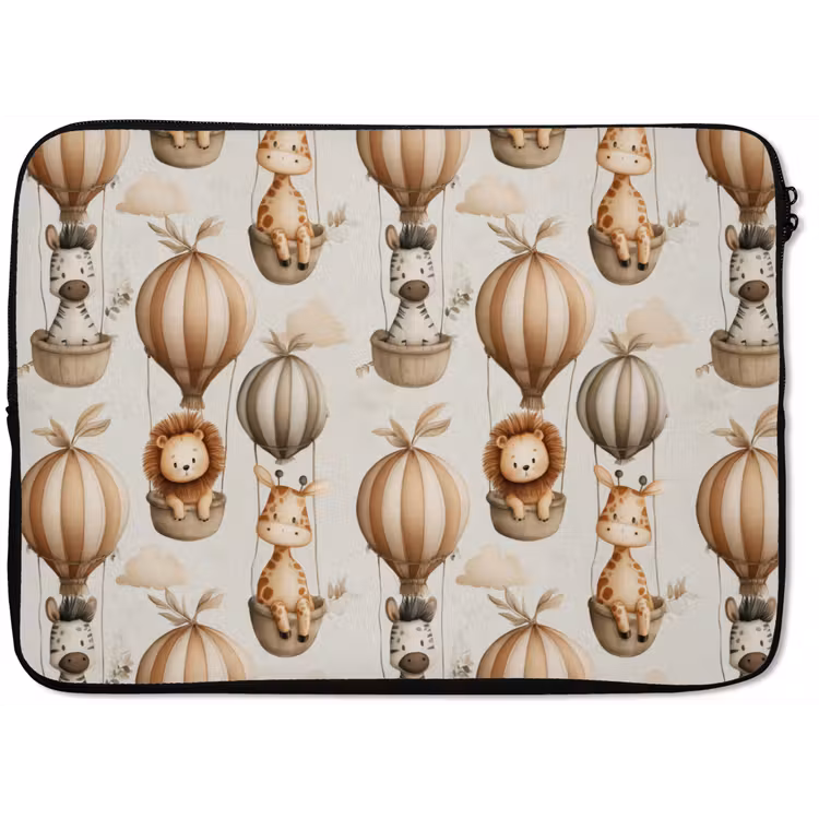 Safari - Luchtballonen - Taupe laptophoes neopreen klein 279 -zkaufland3dotto