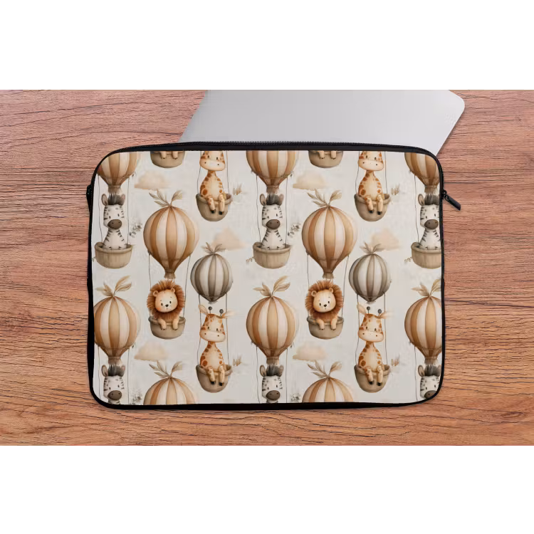 Safari - Luchtballonen - Taupe laptophoes neopreen klein 279 -tafel