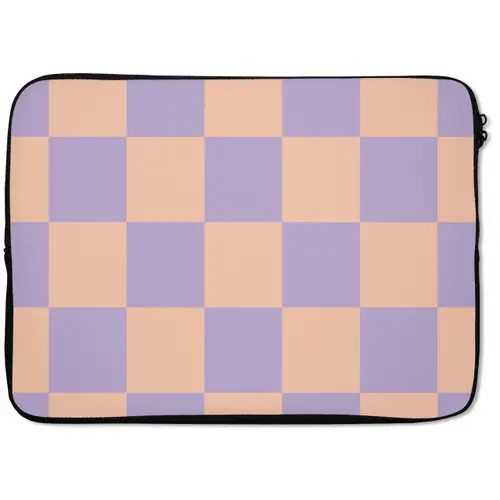 Schaakbord patroon - Paars - Roze - Blokjes laptophoes neopreen klein -zkaufland3dotto