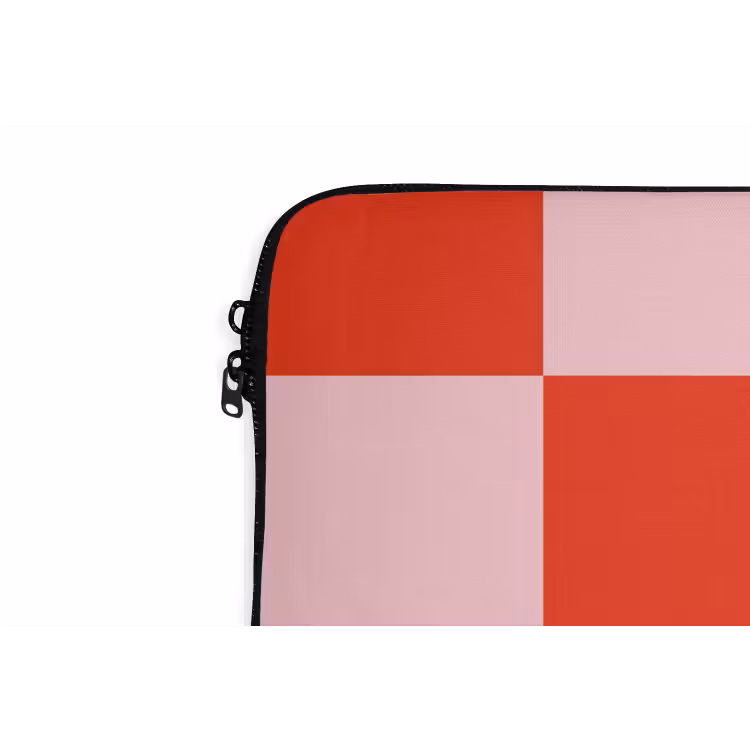Schaakbord patroon - Rood - Roze - Blokjes laptophoes neopreen klein -detail
