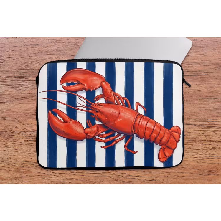 Schaaldier - Kreeft - Marine - Illustratie - Rood laptophoes neopreen klein -tafel