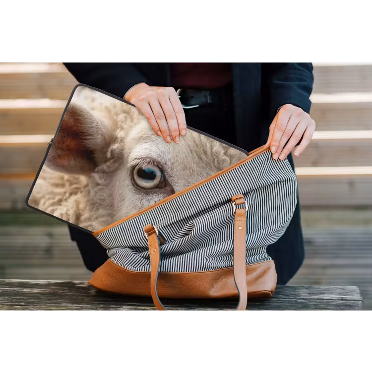 Schaap - Oog - Wit laptophoes neopreen klein -tas