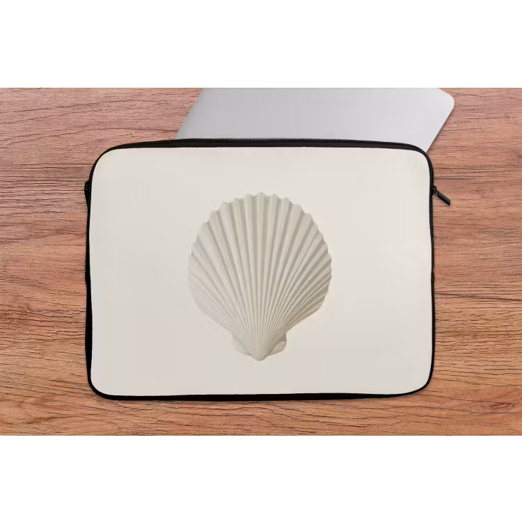 Schelp - Minimalistisch - Wit laptophoes neopreen klein -tafel