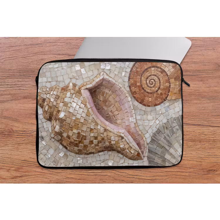 Schelp - Mozaïek - Zee - Beige - Modern laptophoes neopreen klein -tafel