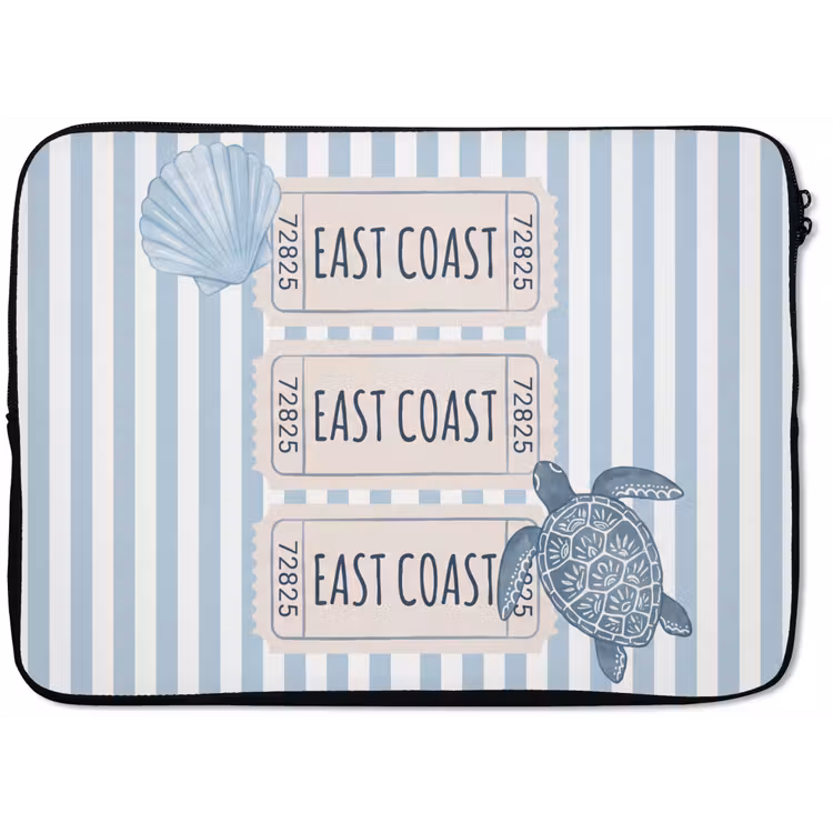 Schelp - Oceaan - Kust - Blauw - Illustratie laptophoes neopreen klein -zkaufland3dotto