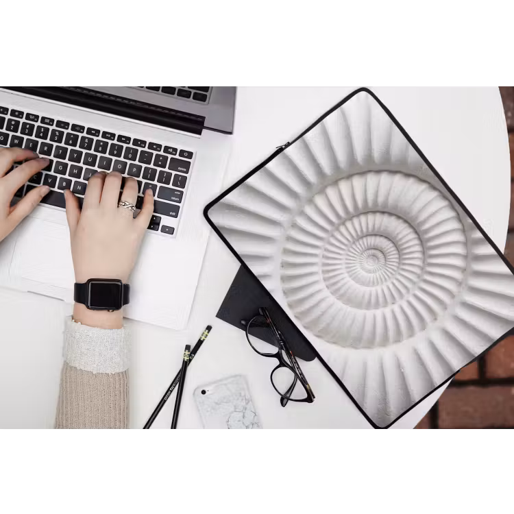 Schelp - Spiraal - Wit laptophoes neopreen klein -bureau