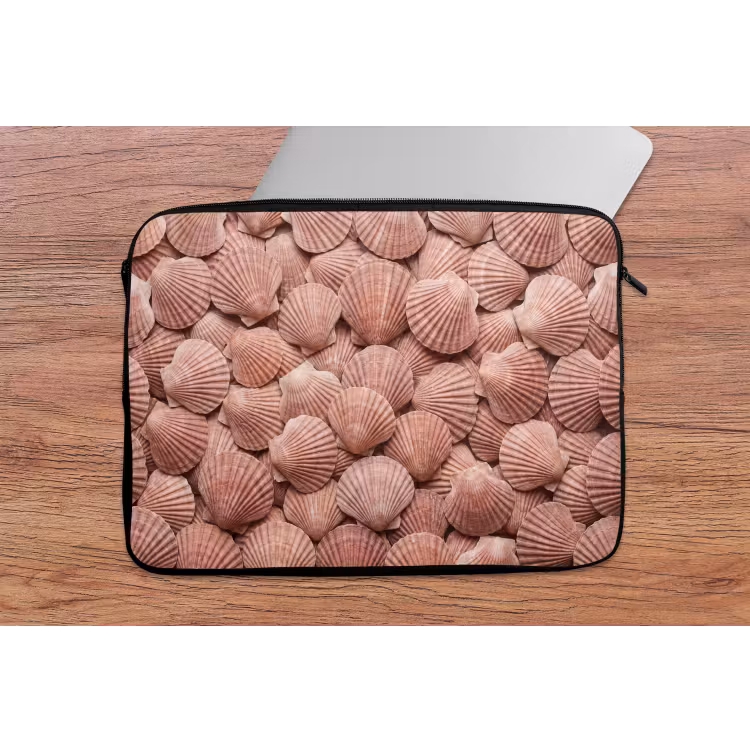Schelpen - Patroon - Roze laptophoes neopreen klein -tafel