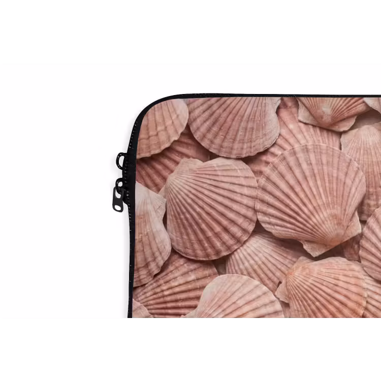 Schelpen - Patroon - Roze laptophoes neopreen klein -detail