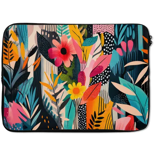 Schilderij - Abstract - Bloemen - Roze laptophoes neopreen klein -zkaufland3dotto